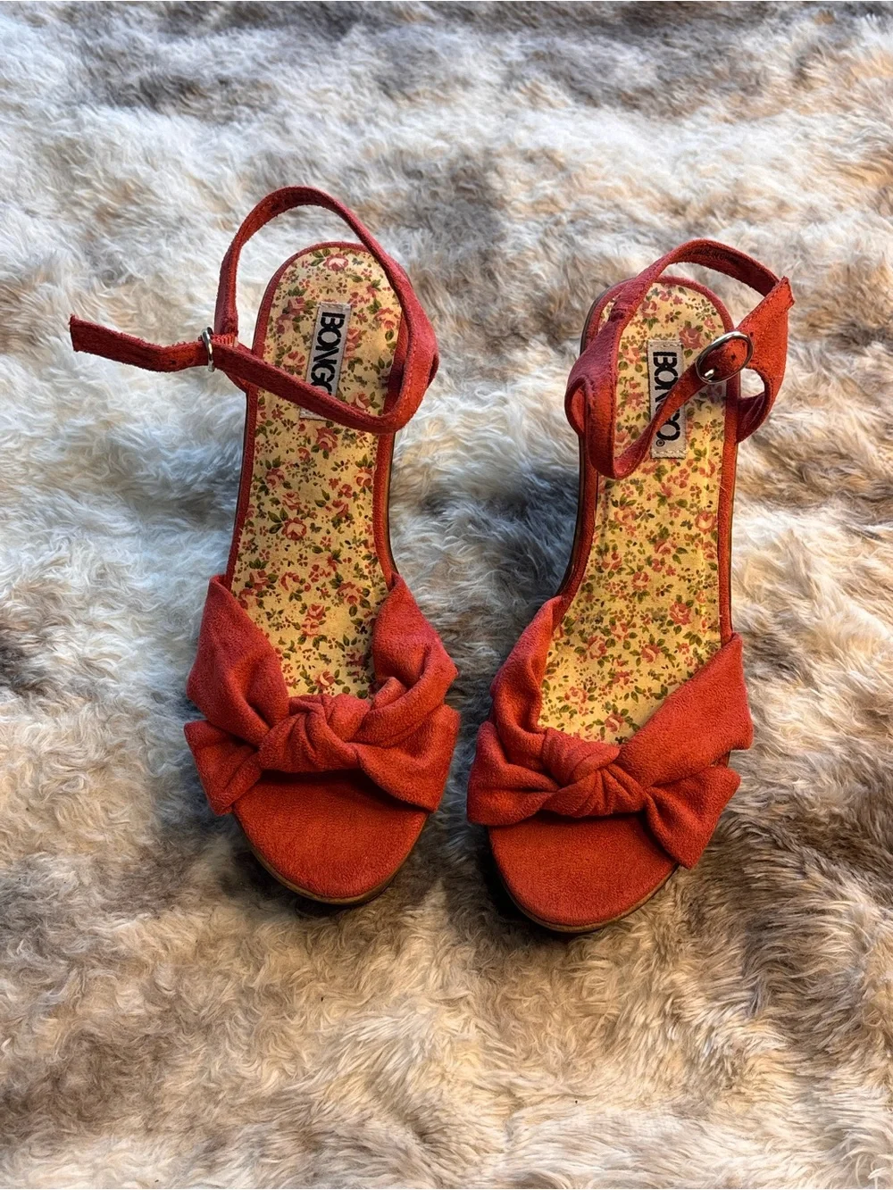 Vintage Y2K BONGO Salmon colored Platform Knot Sandals for Women